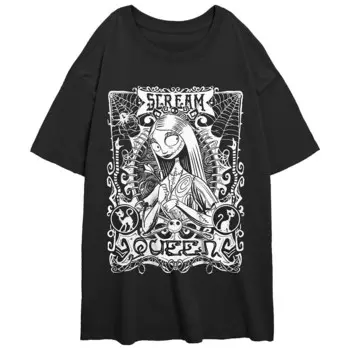 Большая футболка с рисунком для детей Disney's «Кошмар перед Рождеством» Sally Scream Queen Card, черный