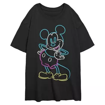Большая футболка с рисунком для подростков Disney's Mickey Mouse Neon Lights, черный