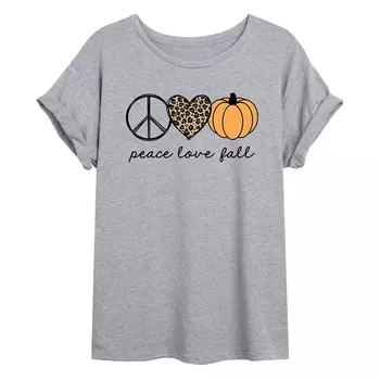 Большая футболка с рисунком для юниоров «Peace, Love, Fall» Licensed Character, серый