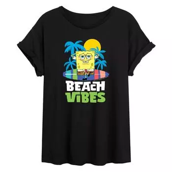 Большая футболка с рисунком Nickelodeon SpongeBob "Beach Vibes" для юниоров Licensed Character