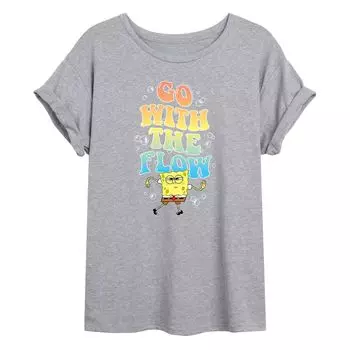Большая футболка с рисунком Nickelodeon SpongeBob для юниоров "Go With The Flow" Licensed Character