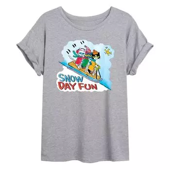 Большая футболка с рисунком Pete The Cat "Snow Day Fun" для юниоров Licensed Character