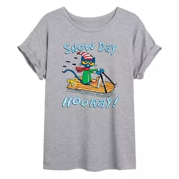 Большая футболка с рисунком "Snow Day" для юниоров Pete The Cat Sled "Snow Day" Licensed Character