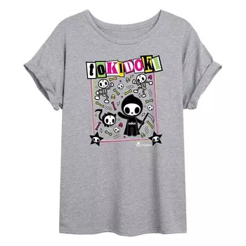 Большая футболка Tokidoki Adios & Skeletrino для юниоров в стиле панк Licensed Character, цвет Heather Gray