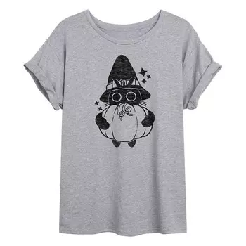 Большая футболка Witch Cat с тыквой для юниоров Licensed Character, цвет Heather Gray