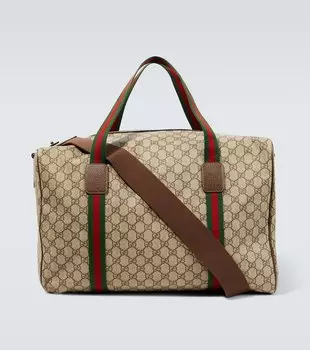 Большая холщовая спортивная сумка gg Gucci, бежевый