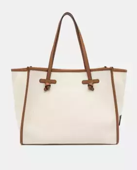 Большая холщовая сумка через плечо с кожаным чехлом в комплекте Gianni Chiarini, цвет Crudo