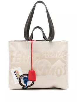 Большая холщовая сумка Ferragamo, нейтральный