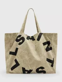 Большая холщовая сумка-тоут tierra AllSaints, цвет Taupe/Jet Black