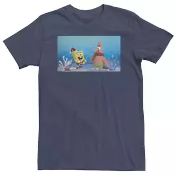Большая и высокая футболка Nickelodeon "Губка Боб Квадратные Штаны" с Патриком Старом "Рождественские друзья" Licensed Character, синий