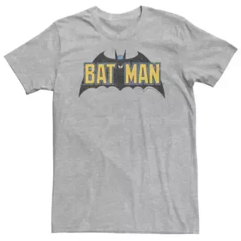 Большая и высокая футболка с логотипом из комиксов DC Batman, состаренная в винтажном стиле Licensed Character, серый
