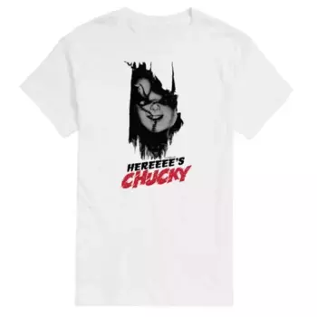 Большая и высокая футболка с принтом "Чакки" Here's Chucky Licensed Character, белый