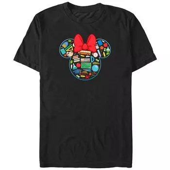 Большая и высокая футболка с рисунком Disney's Minnie Mouse School Supplies Icons, черный