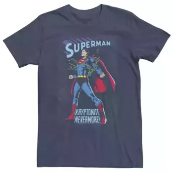 Большая и высокая футболка с винтажным постером DC Comics Супермен в цепях Licensed Character, синий