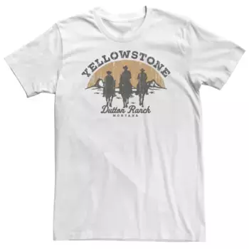 Большая и высокая футболка Yellowstone Dutton Ranch с ковбоями Монтаны Licensed Character, белый