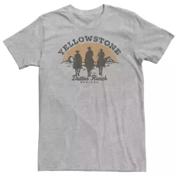 Большая и высокая футболка Yellowstone Dutton Ranch с ковбоями Монтаны Licensed Character, серый