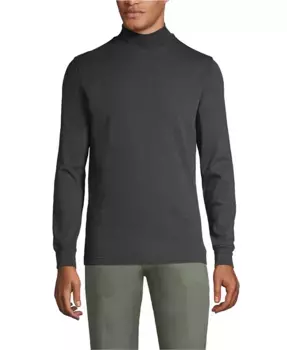 Большая и высокая хлопковая водолазка из Supima Lands' End, черный