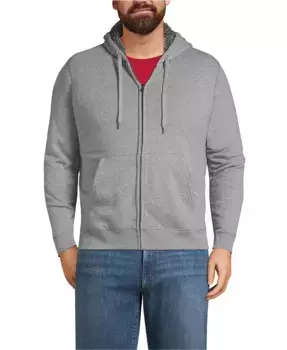 Большая и высокая утепленная толстовка с капюшоном на молнии Serious Sweats Lands' End, серый