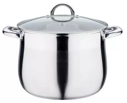 Большая кастрюля GSW 28 см со стеклянной крышкой, 989879, нержавеющая сталь, ок. 13,0 л