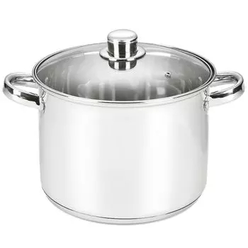 Большая кастрюля из нержавеющей стали 12 литров со стеклянной крышкой и пароотводом Michelino