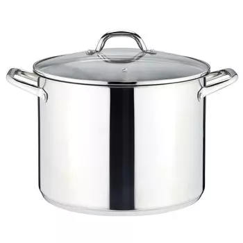 Большая кастрюля Linnuo 15л со стеклянной крышкой, нержавеющая сталь 18/8, ручка не горячая, кастрюля подходит для индукционной плиты, устойчивое основание для всех типов плит, большая кастрюля