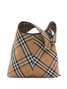 Большая клетчатая сумка Burberry через плечо, нейтральный цвет