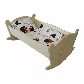 Большая Колыбка Для Кукл С Гравиной + Микки Маус Drewniane Wyroby