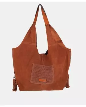 Большая коричневая кожаная сумка через плечо с магнитной застежкой Volum, коричневый