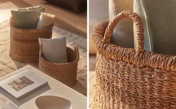 Большая корзина из водорослей с ручками Zara Home, коричневый