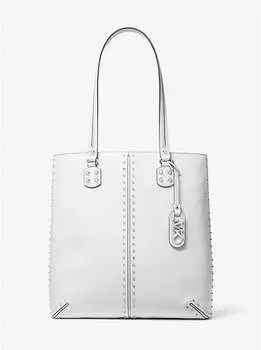Большая кожаная большая сумка Astor с заклепками Michael Kors, белый