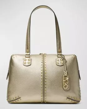Большая кожаная большая сумка Astor с заклепками MICHAEL Michael Kors, цвет Pale Gold