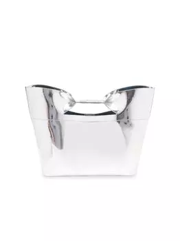 Большая кожаная большая сумка The Bow Alexander McQueen, серебряный