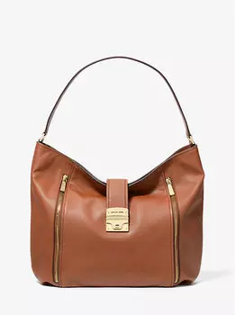 Большая кожаная сумка через плечо Addie Michael Kors, коричневый