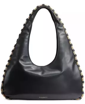 Большая кожаная сумка через плечо Batiste с тремя отделениями Donna Karan New York, черный