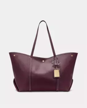 Большая кожаная сумка через плечо Emerie с аппликацией Lauren Ralph Lauren, цвет Granate
