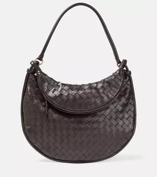 Большая кожаная сумка через плечо gemelli Bottega Veneta, коричневый