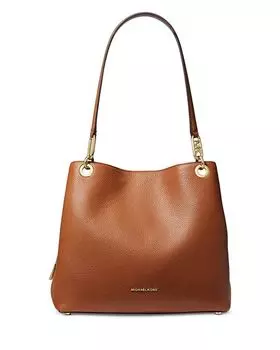 Большая кожаная сумка через плечо Kensington Michael Kors, цвет Brown