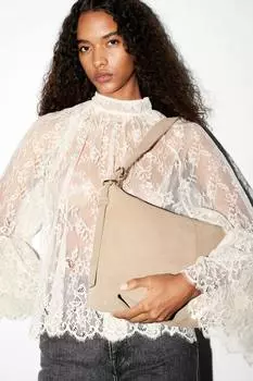 Большая кожаная сумка через плечо & Other Stories, бежевый