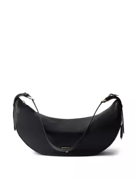 Большая кожаная сумка через плечо Prada, черный
