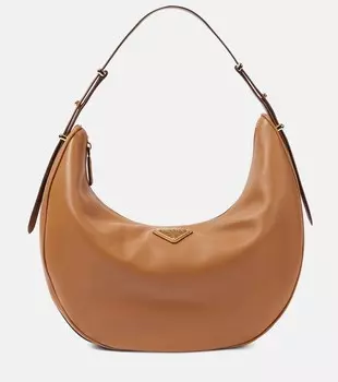 Большая кожаная сумка через плечо Prada, Caramel