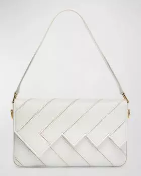 Большая кожаная сумка через плечо с клапаном Wave Missoni, цвет White