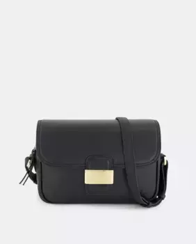 Большая кожаная сумка через плечо с клапаном Latouche, черный