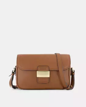 Большая кожаная сумка через плечо с клапаном Latouche, коричневый