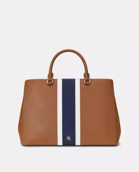 Большая кожаная сумка Hanna с контрастными деталями Lauren Ralph Lauren, коричневый