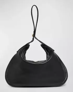 Большая кожаная сумка-хобо Go Valentino Garavani, цвет Nero