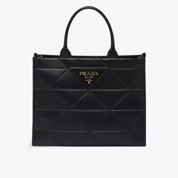 Большая кожаная сумка prada symbole с верхней ручкой Prada, черный