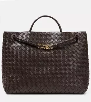 Большая кожаная сумка-тоут andiamo Bottega Veneta, коричневый
