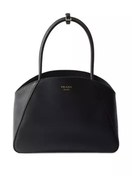 Большая кожаная сумка-тоут Prada, черный