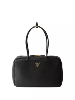 Большая кожаная сумка-тоут Prada, черный