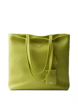 Большая кожаная сумка-тоут Prada, зеленый